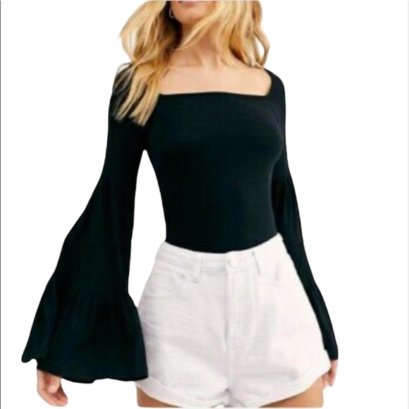 Free People Tops - Free people black long sleeve flare small NWT